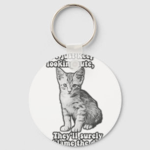 Chaveiro Engraçado meme de gato bonitinho para donos de gat