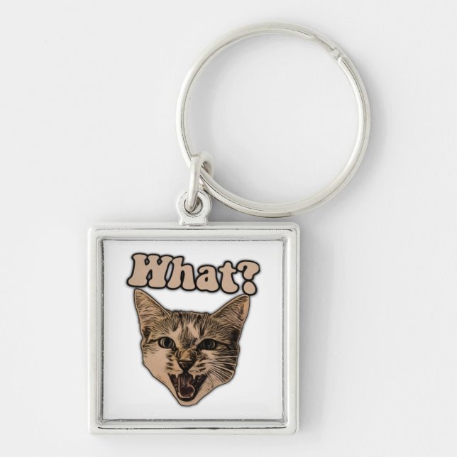 Chaveiro Engraçado meme de gato zangado para gatos e amante (Frente)