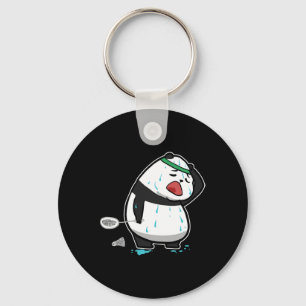 Chaveiro Engraçado Panda Jogando Badminton