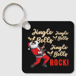 Chaveiro Engraçado Papai Noel tocando guitarra no Natal