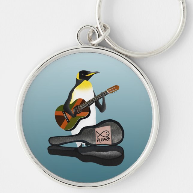Chaveiro Engraçado Penguin Busking (Frente)