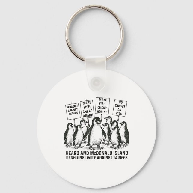 Chaveiro Engraçado Pinguins Contra Tarifas Heard Island Pen (Frente)