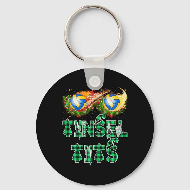 Chaveiro Engraçado Primeiro Natal Como Mãe Tinsel Voleibol  (Frente)