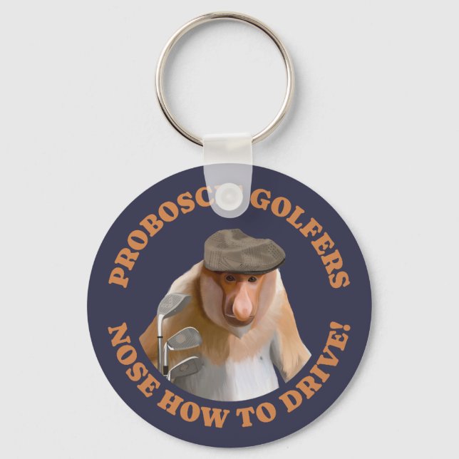 Chaveiro Engraçado Proboscy Monkey Golf Amantes (Frente)