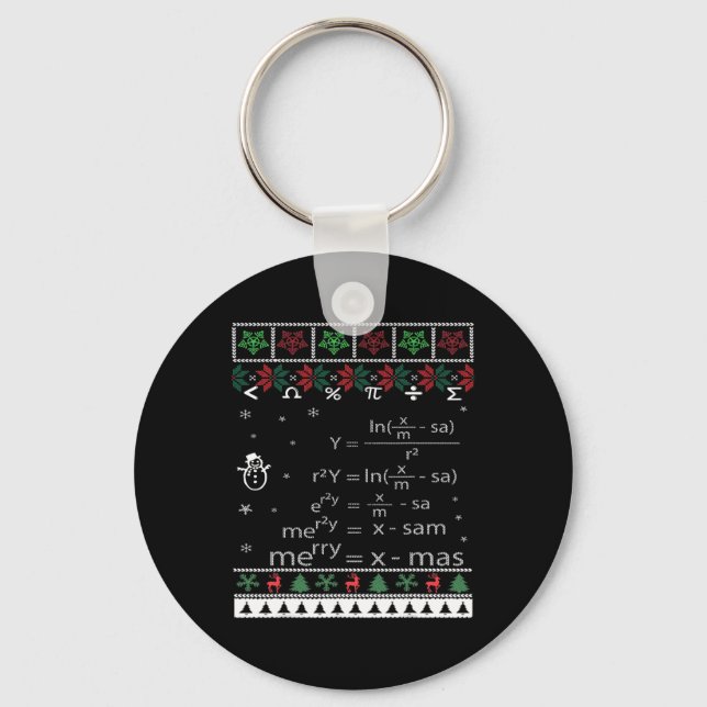 Chaveiro Engraçado Professor De Matemática Feliz Natal Xmas (Frente)