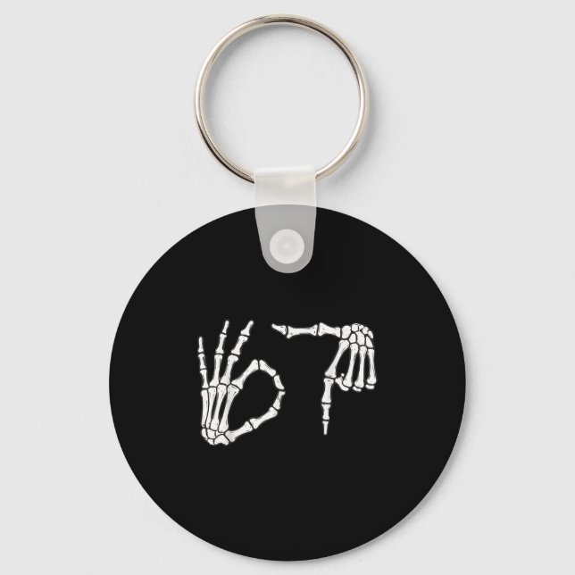 Chaveiro Engraçado Seis Sete 6 7 Meme 67 Skeleton Hallowee (Frente)
