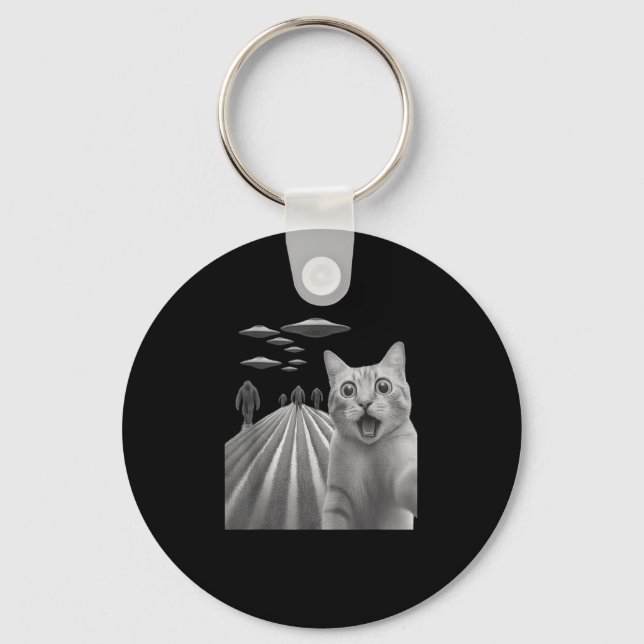 Chaveiro Engraçado Surpreendido Gato Assustado Selfie Com P (Frente)