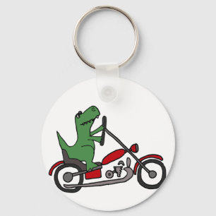 Chaveiro Engraçado T-rex Dinossauro na Moto Vermelha