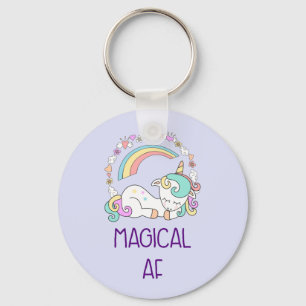 Chaveiro Engraçado Unicorn Magical AF com Decoração Girly