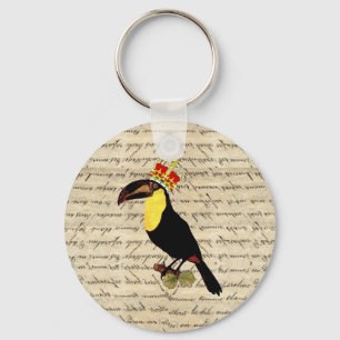 Chaveiro Engraçado vintage toucan e coroa