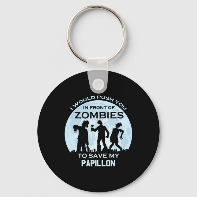 Chaveiro Engraçado Zombie Halloween Pet Papillon (Frente)