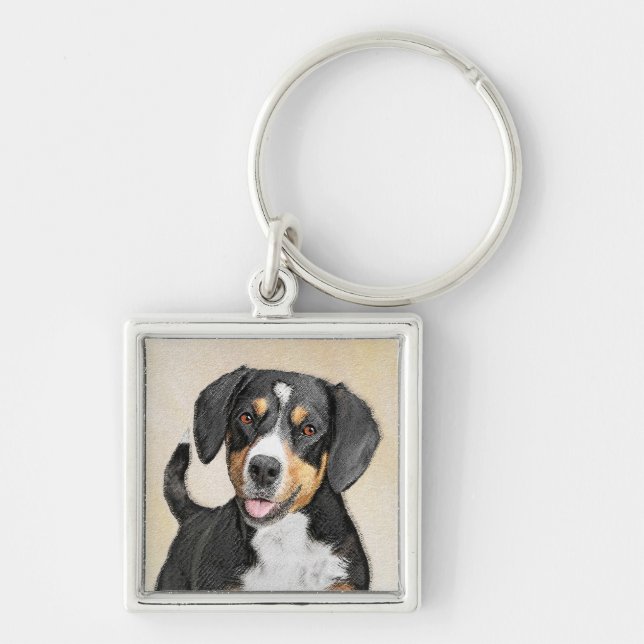 Chaveiro Entlebucher Mountain Dog Painting - Arte Original (Frente)