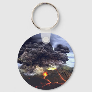 Chaveiro Entrando em erupção o vulcão na montanha