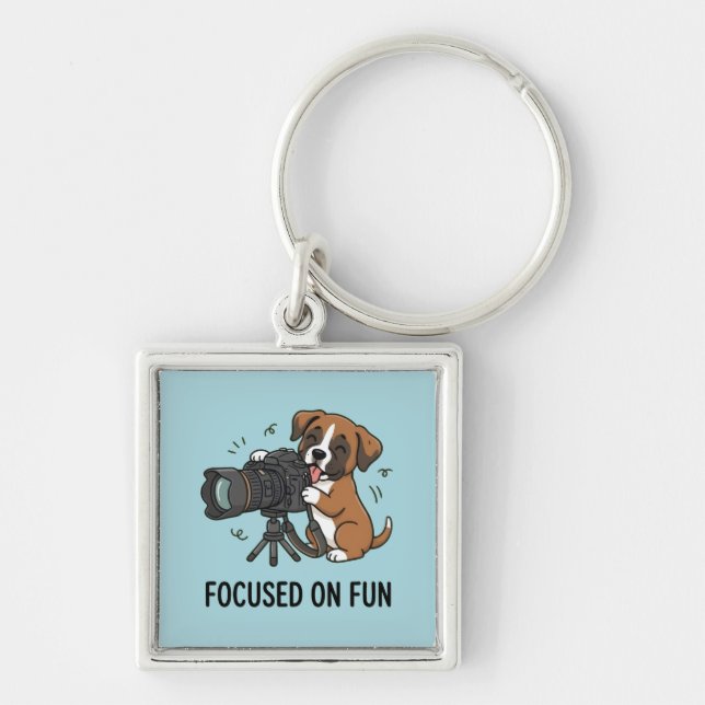 Chaveiro Entusiasta de Fotografia de Cachorrinho Boxer Gent (Frente)