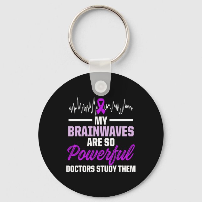 Chaveiro Epilepsy Awareness Epileptic Warrior Survivor  (Frente)