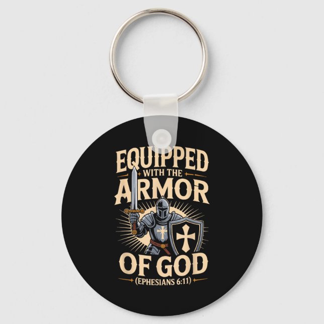 Chaveiro Equipado Com A Armadura De Deus Versículo Da Bíbli (Frente)