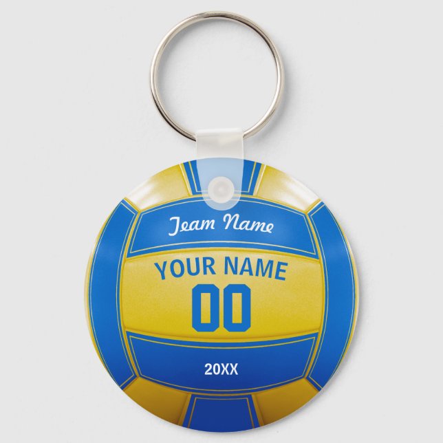 Chaveiro Equipe Azul e Amarelo do Jogador de Voleibol (Frente)