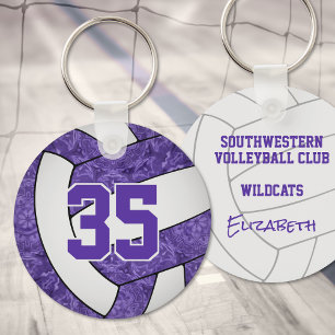 Chaveiro equipe branca roxa de voleibol feminino