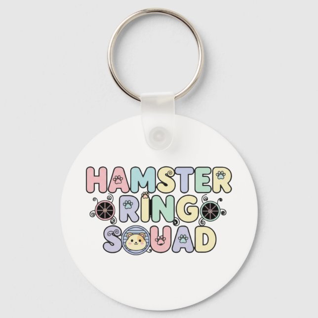 Chaveiro Equipe de Anel de Hamster Fofo Design Pastel (Frente)