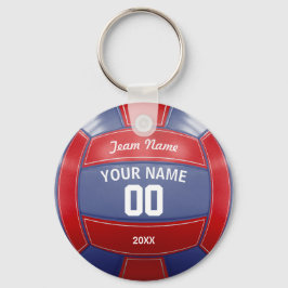 Chaveiro Equipe de Ano Vermelho e Azul do Jogador de Voleib