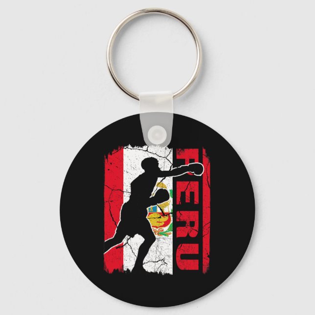 Chaveiro Equipe de boxe peruana - Luvas de boxe de bandeira (Frente)