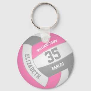 Chaveiro equipe de cinza rosa personalizada de voleibol