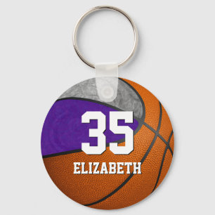 Chaveiro equipe de cinzas roxas de basquete cores