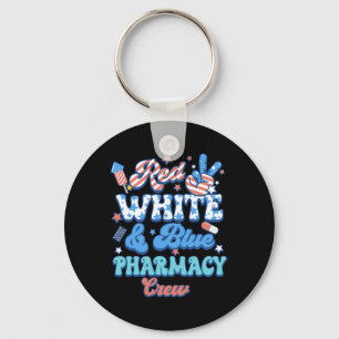 Chaveiro Equipe de Farmacêuticos Groovy Vermelho Branco Azu