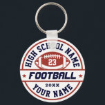 Chaveiro Equipe de futebol do segundo grau Personaliza Espo<br><div class="desc">Dons desportivos personalizados e mercadorias para a equipe desportiva escolar. Todos os textos são editáveis para ajustado da sua ocasião. A cor de fundo é editável usando a ferramenta design. Uma lembrança perfeita para o treinador escolar e mais velho graduados que também são atletas excelentes.</div>