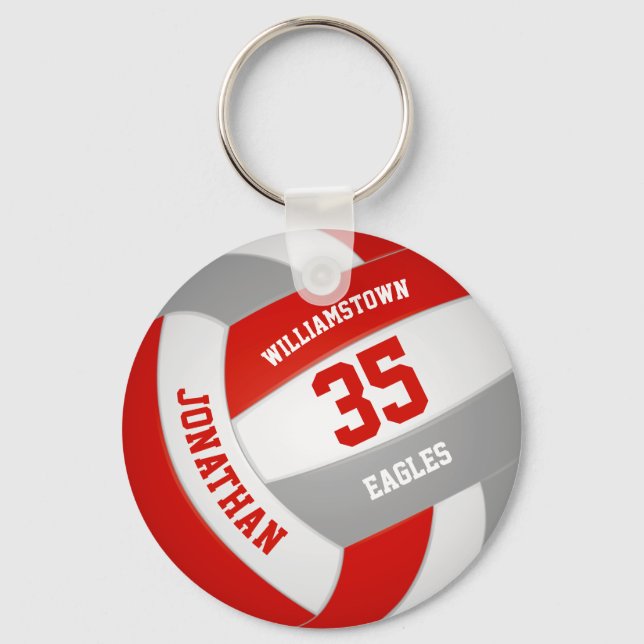 Chaveiro equipe de garotos da cinza vermelha de voleibol (Frente)