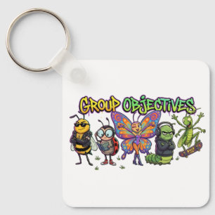 Chaveiro Equipe de insetos de desenhos legais com grafite -