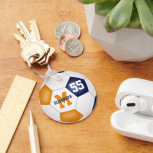 Chaveiro equipe de laranja azul cor bola de futebol masculi