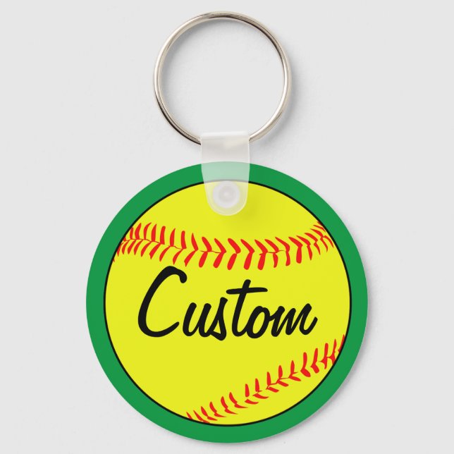 Chaveiro Equipe de Softball ou Jogador Verde Personalizado (Frente)