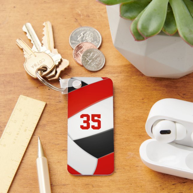 Chaveiro equipe de vôlei preto vermelho colorido crianças p (Mesa)