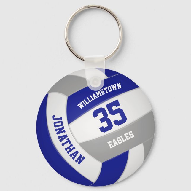 Chaveiro equipe esportiva da cinza azul de voleibol (Frente)