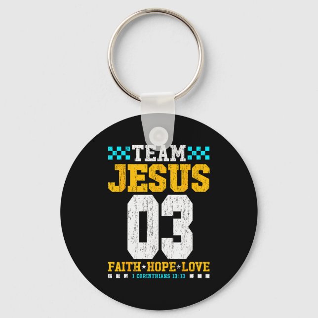 Chaveiro Equipe Jesus 03 Fé Esperança Amor Versículo da Bíb (Frente)