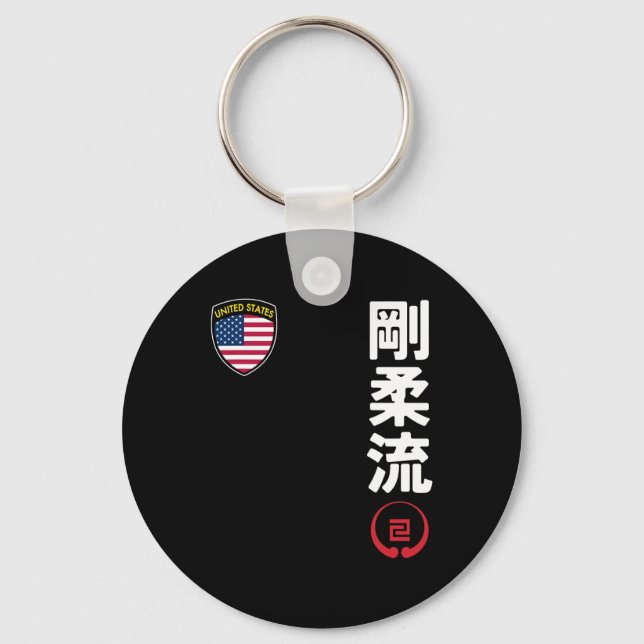 Chaveiro Equipe Karate Goju Ryu Marca Usa Kanji Japonês Mar (Frente)