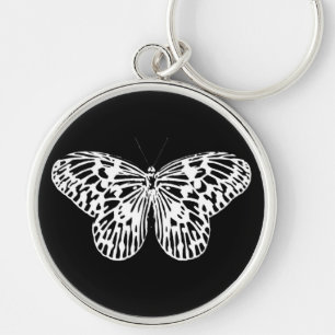 Chaveiro Esboço da borboleta, branco e preto