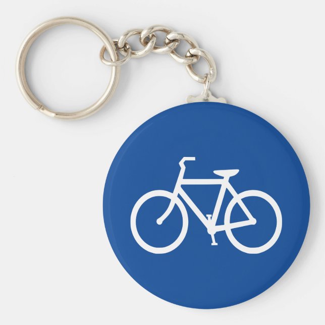 Chaveiro Esboço de Bicicleta Azul Escuro e Branco (Frente)
