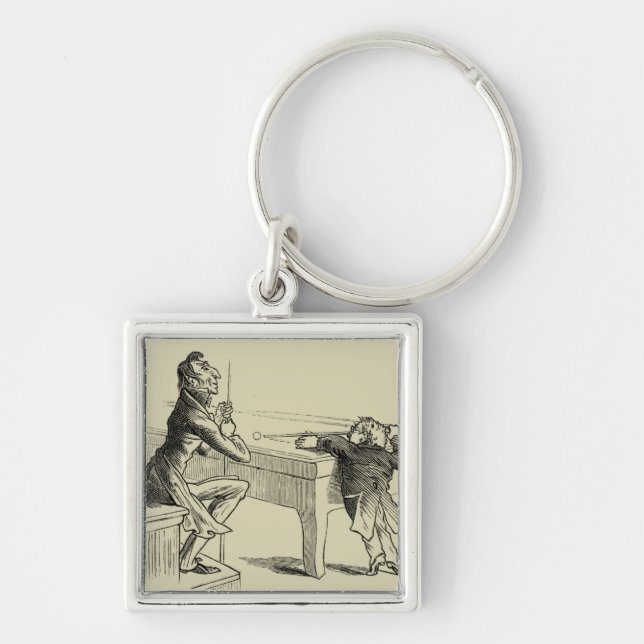 Chaveiro Esboço do Lápis de Dois Homens Jogando Piscina (Frente)