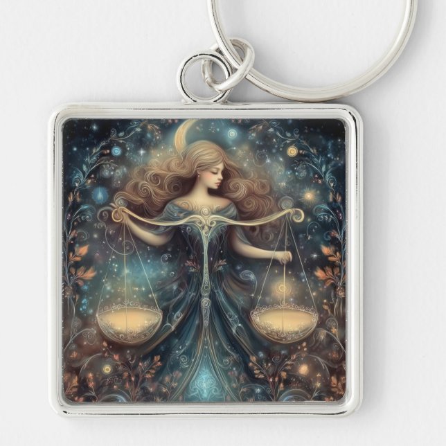Chaveiro Escala de Libra Zodíaco Astrologia Celestial Anive (Frente)