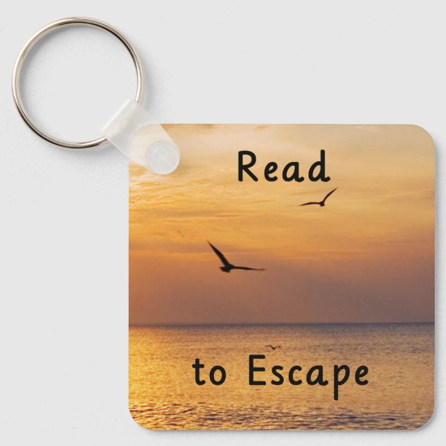Chaveiro Escape to Read Keychain | Book Lover Reading Quote (Frente)