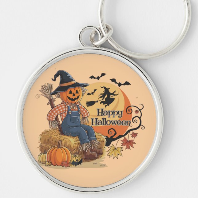 Chaveiro Escarneiro Pumpkin Halloween Rustic Vibs Art (Frente)