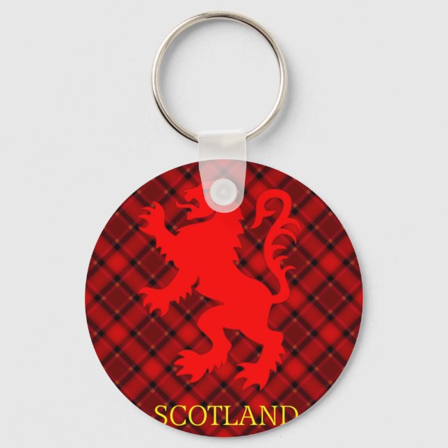 Chaveiro Escocês Red Lion Rampant em Tartan (Frente)