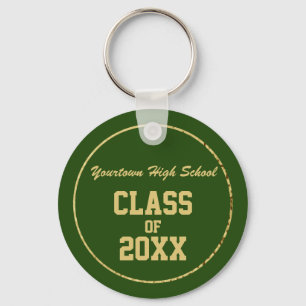 Chaveiro Escola de Graduação e Ano Verde e Dourado