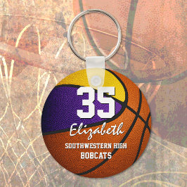 Chaveiro Escola de ouro roxa cores basquete feminino