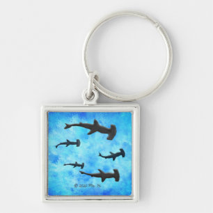 Chaveiro Escola de Tubarões Hammerhead em Silhouette