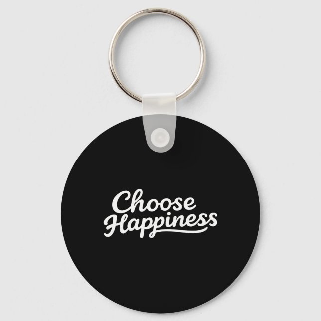 Chaveiro Escolha Feliz - Felicidade Minimalista Retro (Frente)