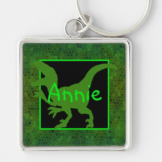 Chaveiro Esconder Dinossauro Verde Personalizado (Frente)