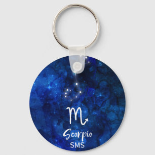 Chaveiro Escorpião Zodiac Constelação Azul Galáxia Monogram